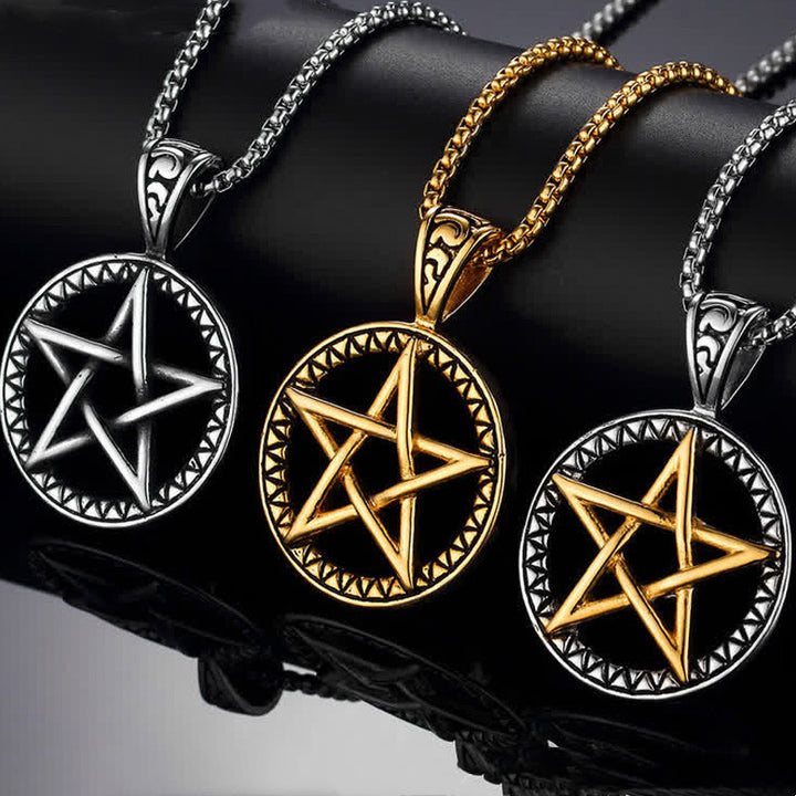 Pentagram Titanium Steel Balance Necklace Pendant