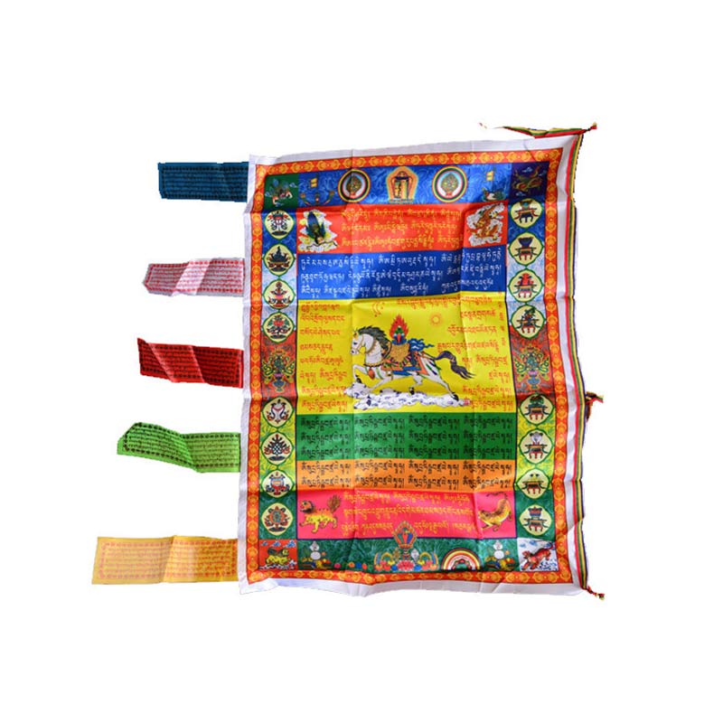 Buddha Stones Tibetan Colorful Windhorse Protection Outdoor Prayer Flag Decoration