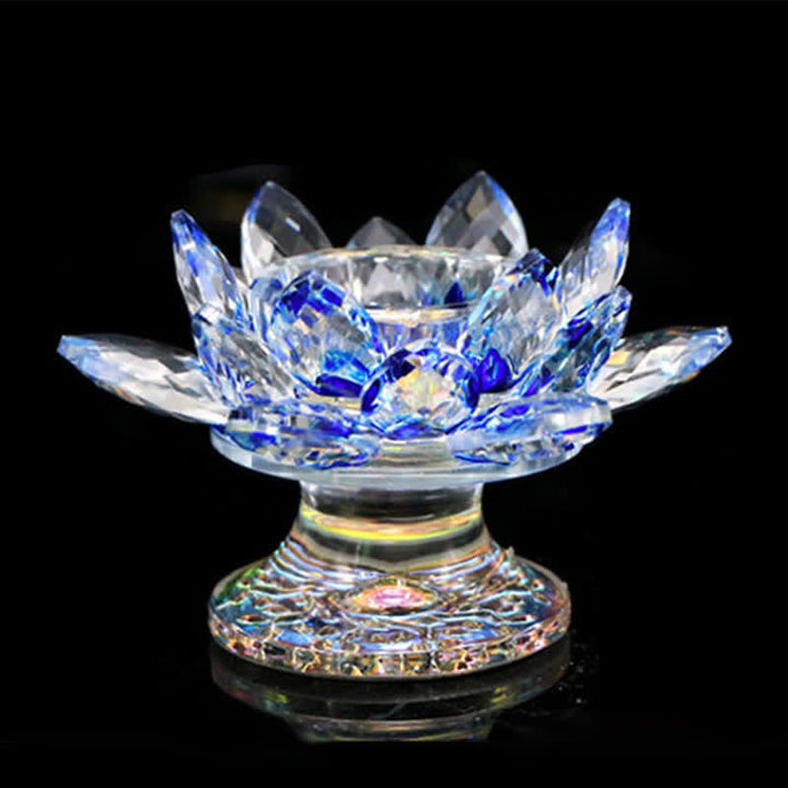 Lotus Flower Crystal Candle Holder Home Office Offering Decoration