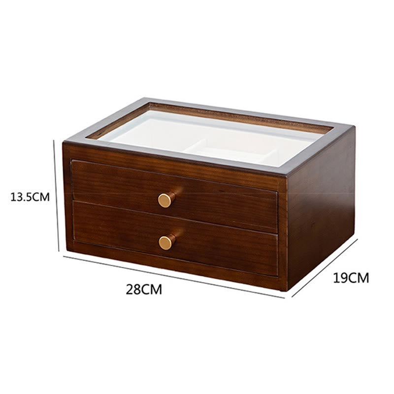 Buddha Stones Retro Solid Wood Jewelry Box Jewelry Storage Box With Drawer