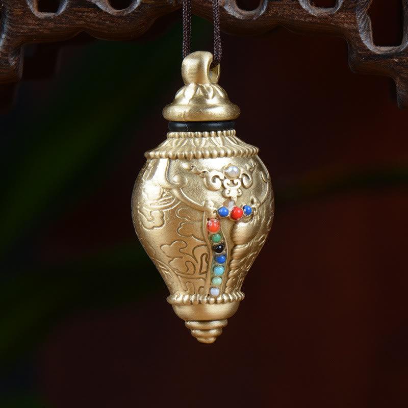 Tibetan Shankha Copper Colorful Beads Wealth Necklace Pendant