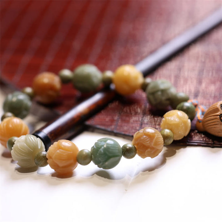 Buddha Stones Bodhi Seed Lotus Green Sandalwood Wisdom Harmony Bracelet