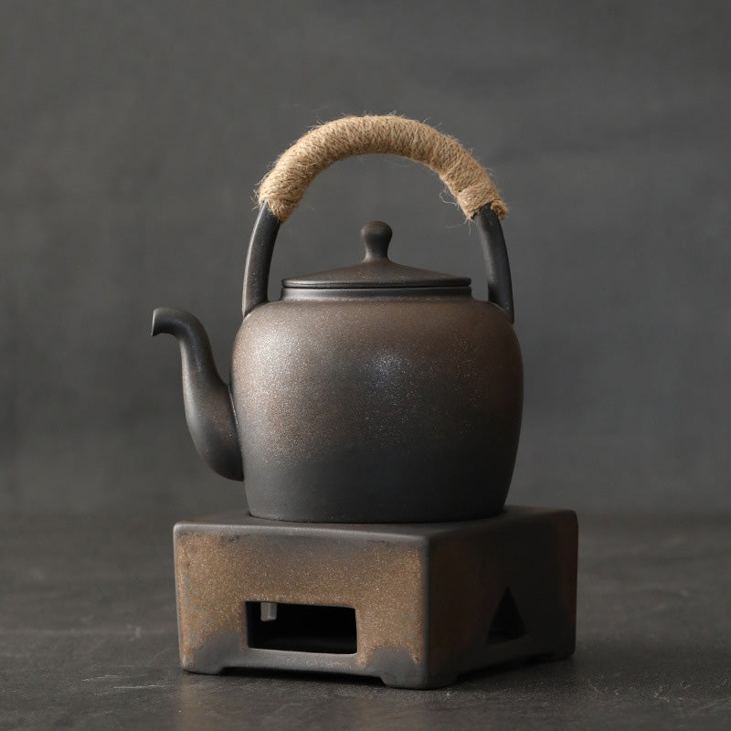 Buddha Stones Retro Brown Chinese Gongfu Tea Ceramic Kung Fu Teapot 700ml With Base