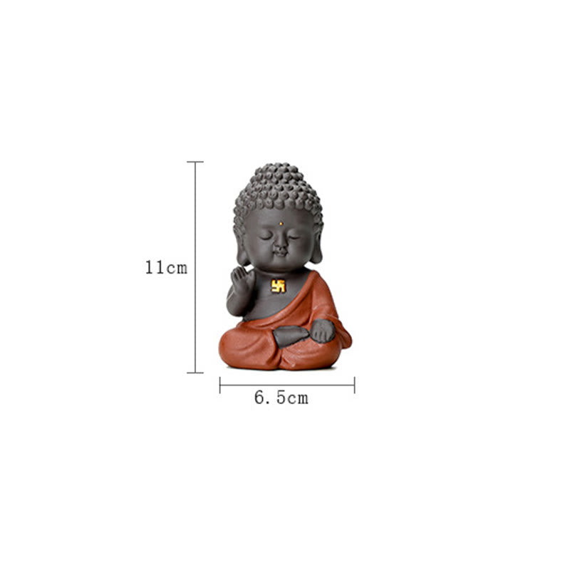 Buddha Stones Small Buddha Serenity Purple Clay Home Desk Decoration