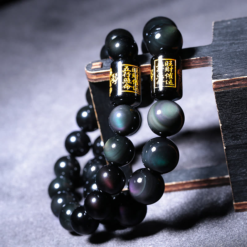 Buddha Stones Natural Rainbow Obsidian Positive Transformation Bracelet