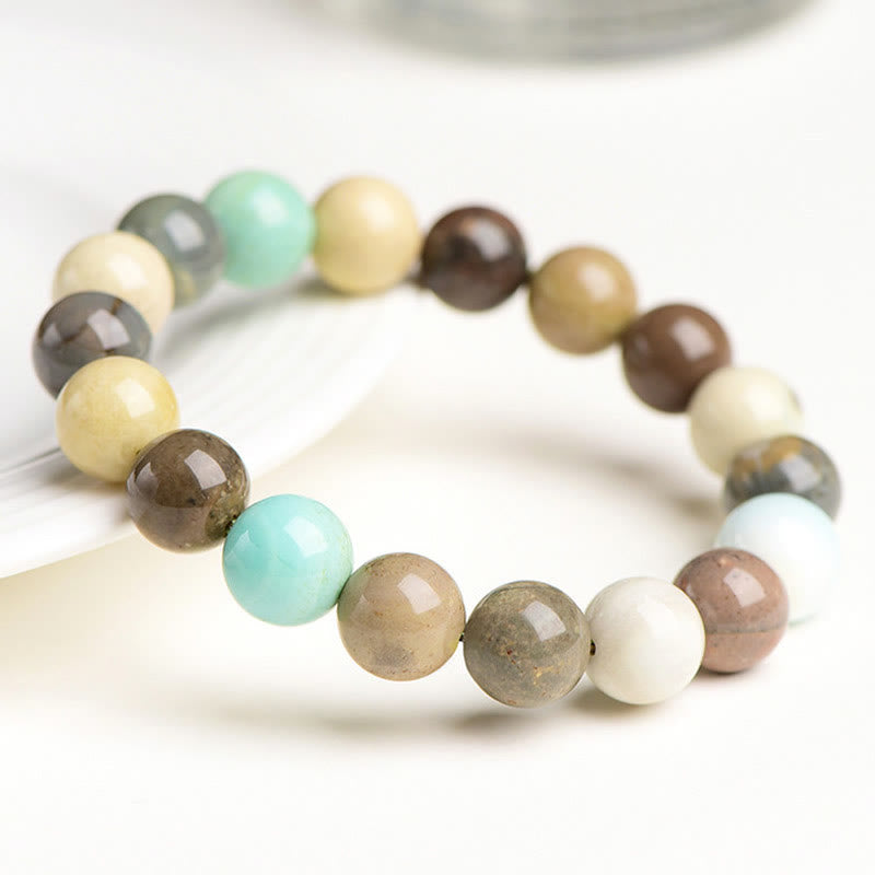 Buddha Stones Natural Colorful Alashan Agate Confidence Bracelet