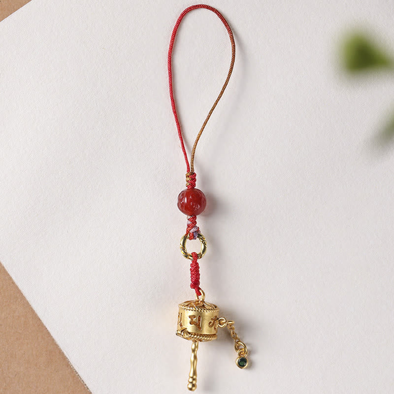 Buddha Stones Tibetan Om Mani Padme Hum Prayer Wheel Amulet Charm Protection Phone Hanging Decoration