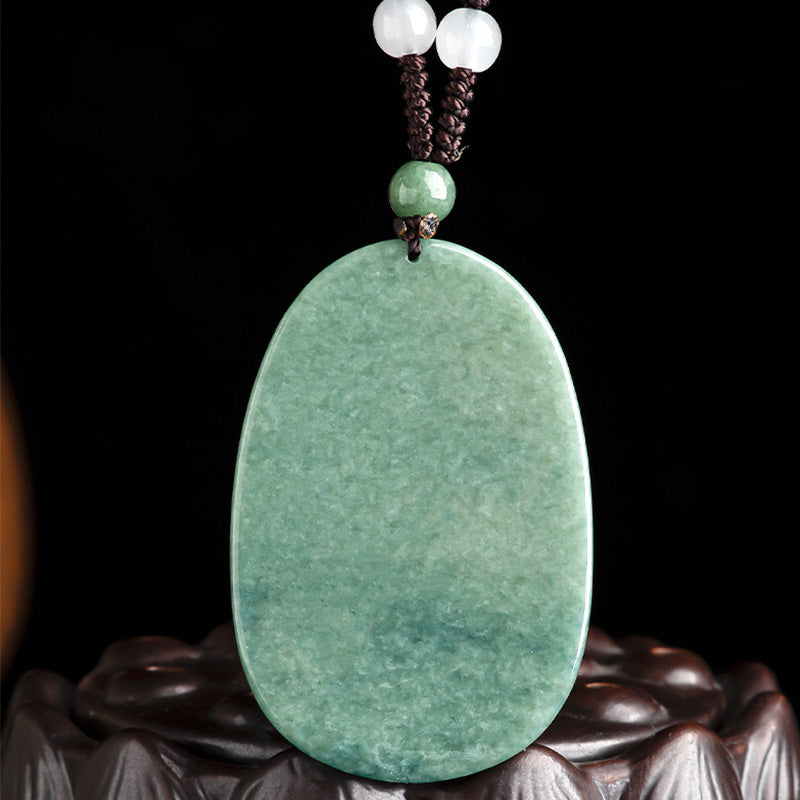 Buddha Stones Natural Jade Avalokitesvara Amulet Wealth Necklace Pendant