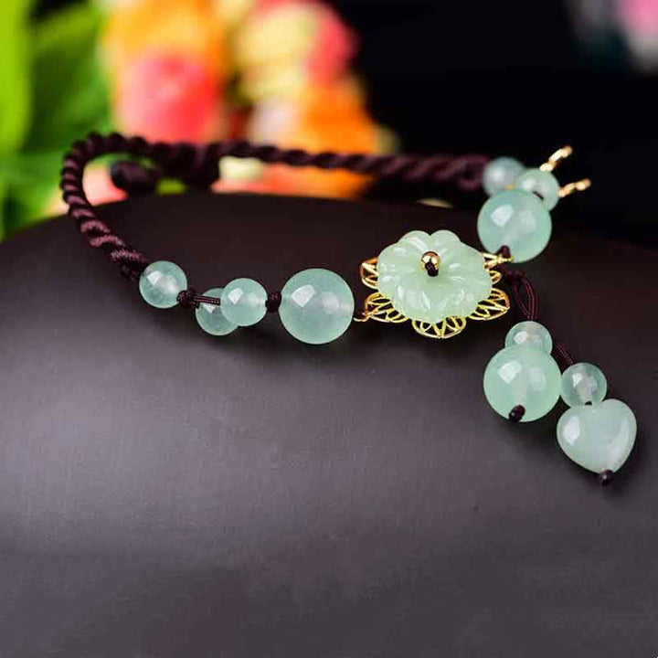 Buddha Stones Flower Jade Butterfly Luck Abundance Charm Anklet