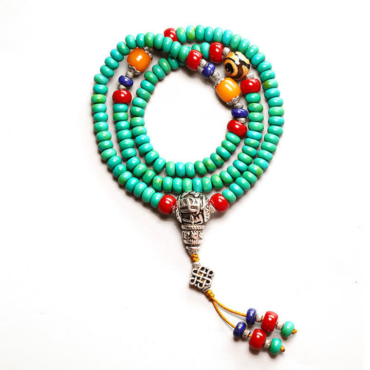 108 Mala Beads Tibetan Turquoise Dzi Bead Protection Bracelet