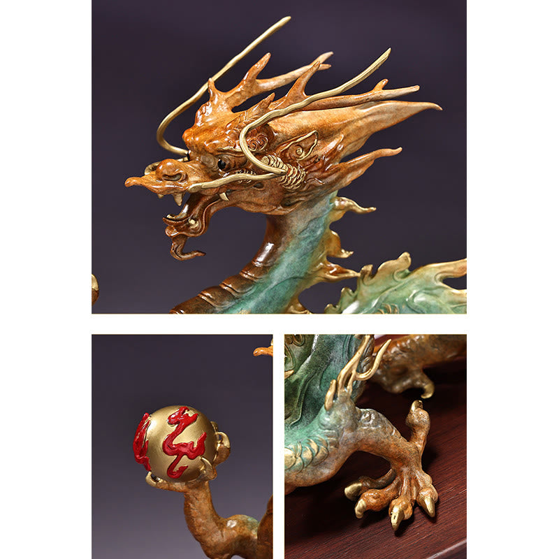 ❗❗❗A Flash Sale- Buddha Stones Year Of The Dragon Auspicious Dragon Brass Copper Luck Success Office Decoration