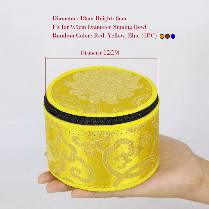 Tibetan Singing Bowl Storage Bag with Zipper Closure Decoration