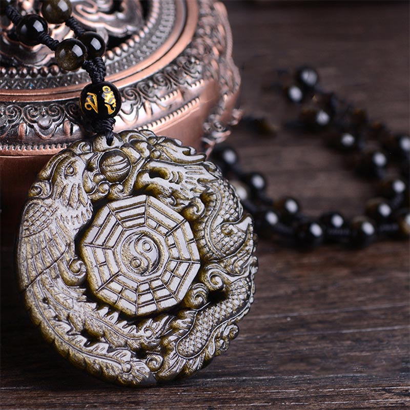 Buddha Stones Golden Obsidian Healing Energy Necklace Pendant