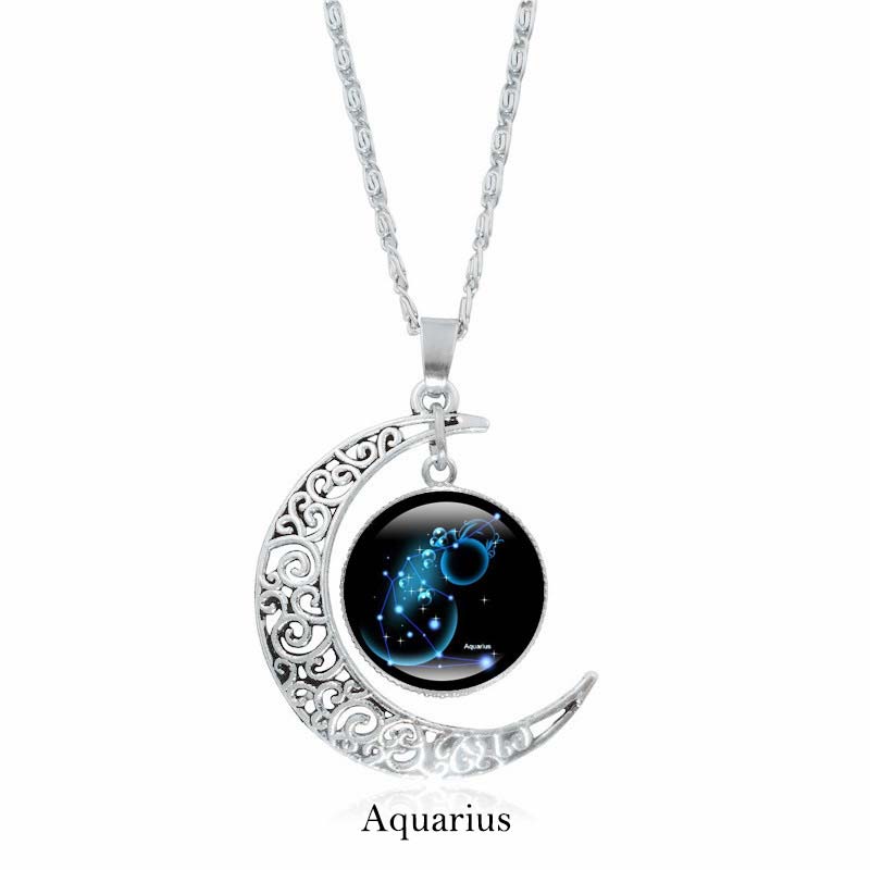 Buddha Stones 12 Constellations of the Zodiac Moon Protection Necklace Chain Pendant