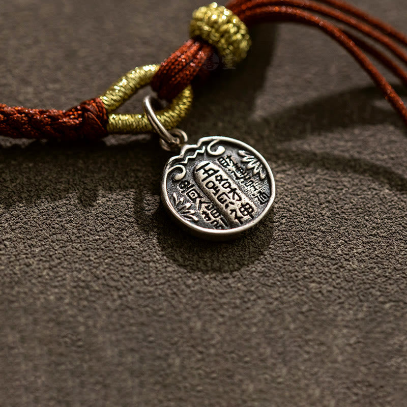 Buddha Stones Handmade 925 Sterling Silver Five Directions Gods of Wealth Luck Protection String Braid Bracelet