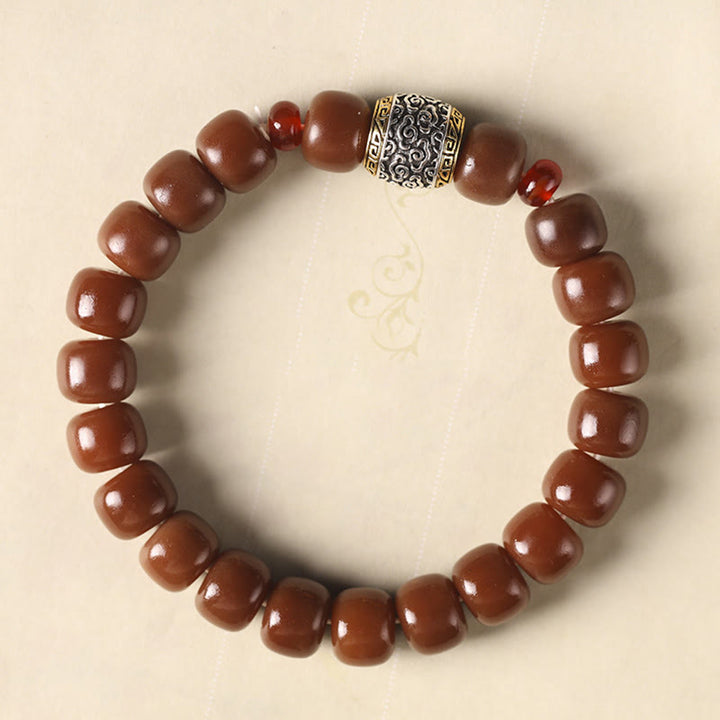 Buddha Stones Bodhi Seed Auspicious Cloud Fu Character Bead Peace Bracelet