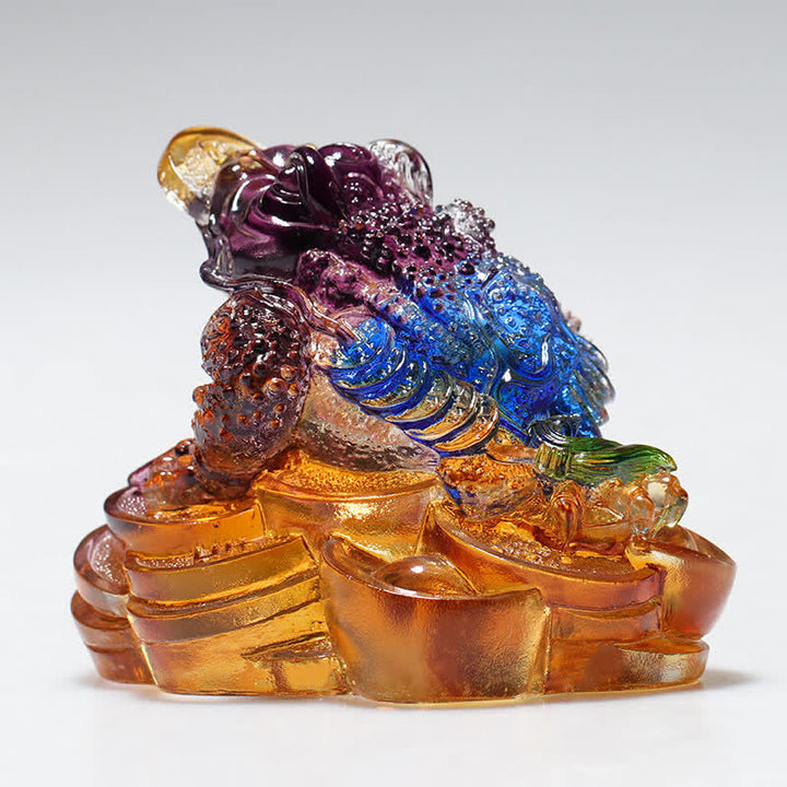 Feng Shui Frog Handmade Liuli Crystal Art Piece Wealth Home Office Decoration