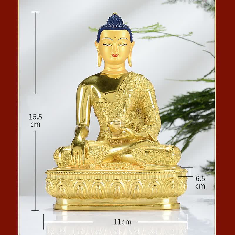 Buddha Shakyamuni Figurine Enlightenment Copper Statue Home Offering Decoration