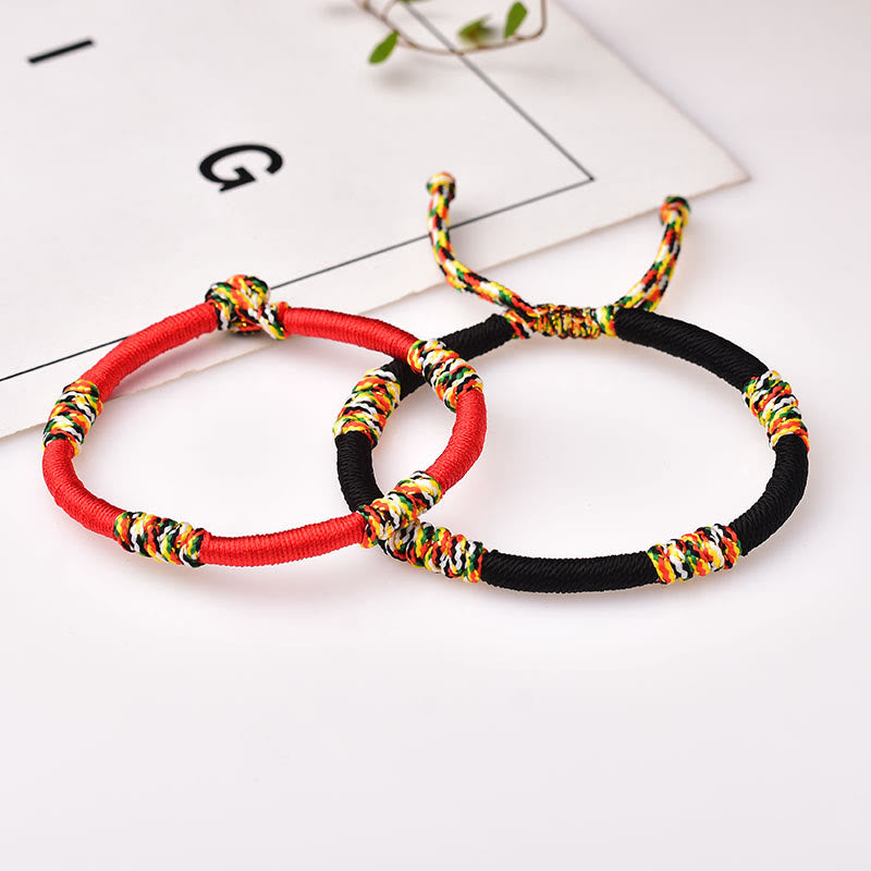 Buddha Stones Tibetan Handmade Colorful King Kong Knot Lucky Protection Braid String Bracelet