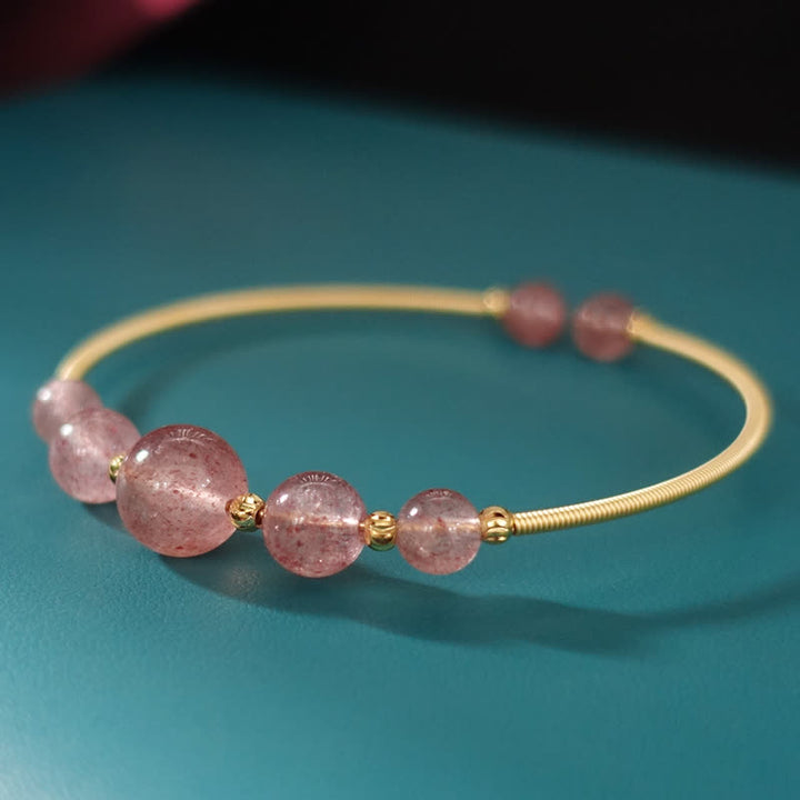 Buddha Stones Natural Strawberry Quartz Love Healing Bracelet Bangle