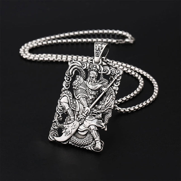 Buddha Stones Guan Gong Dragon Auspicious Clouds Wealth Necklace Pendant