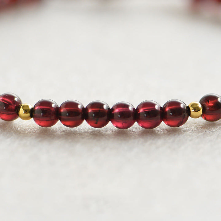 Buddha Stones Natural Garnet Golden Beads Stability Bracelet