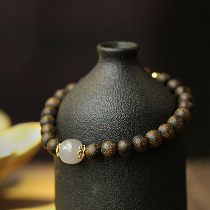 Buddha Stones Agarwood Jade Strength Calm Bracelet