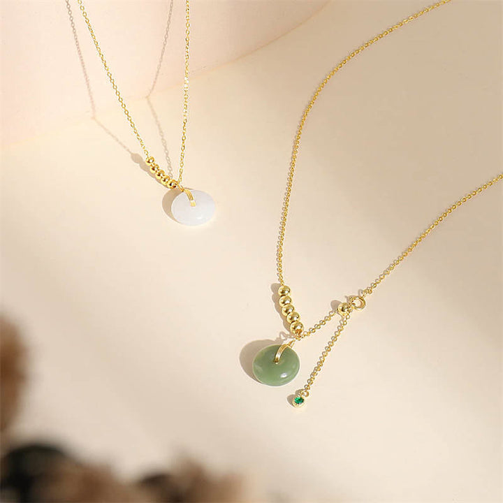 Peace Buckle White Jade Cyan Jade Luck Happiness Necklace Pendant