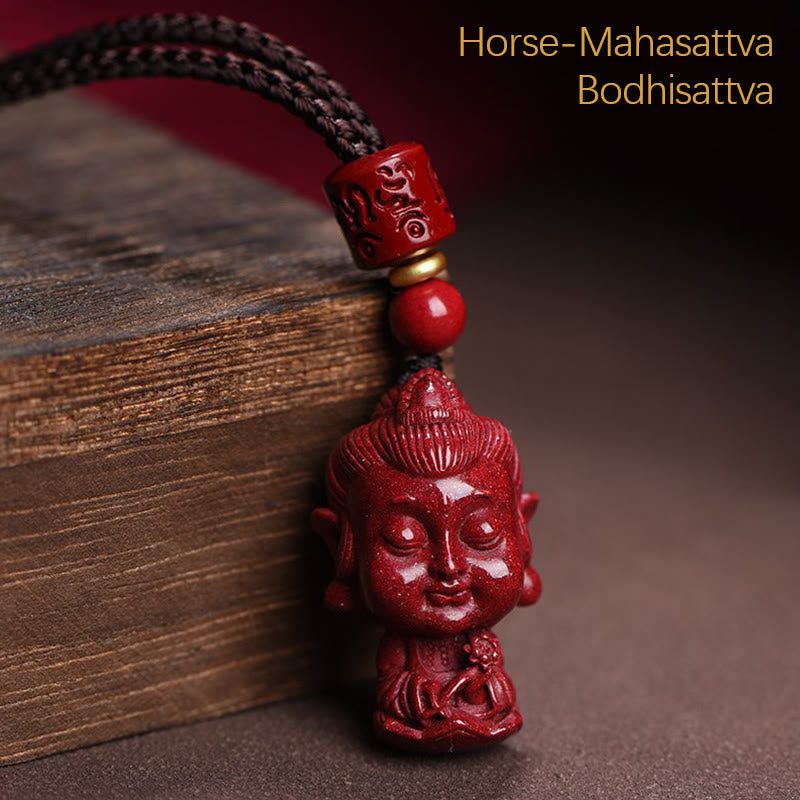 Buddha Stones Chinese Zodiac Natal Buddha Natural Cinnabar Amulet Keep Away Evil Spirits Necklace Pendant