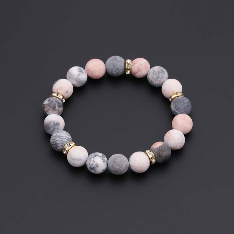 Buddha Stones Anxiety Stress Healing Crystal Zebra Jasper Bead Bracelet