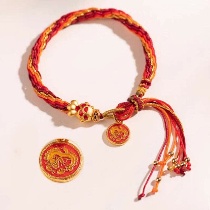 Buddha Stones Chinese Zodiac Handmade Koi Fish String Protection Reincarnation Knot Braid Bracelet