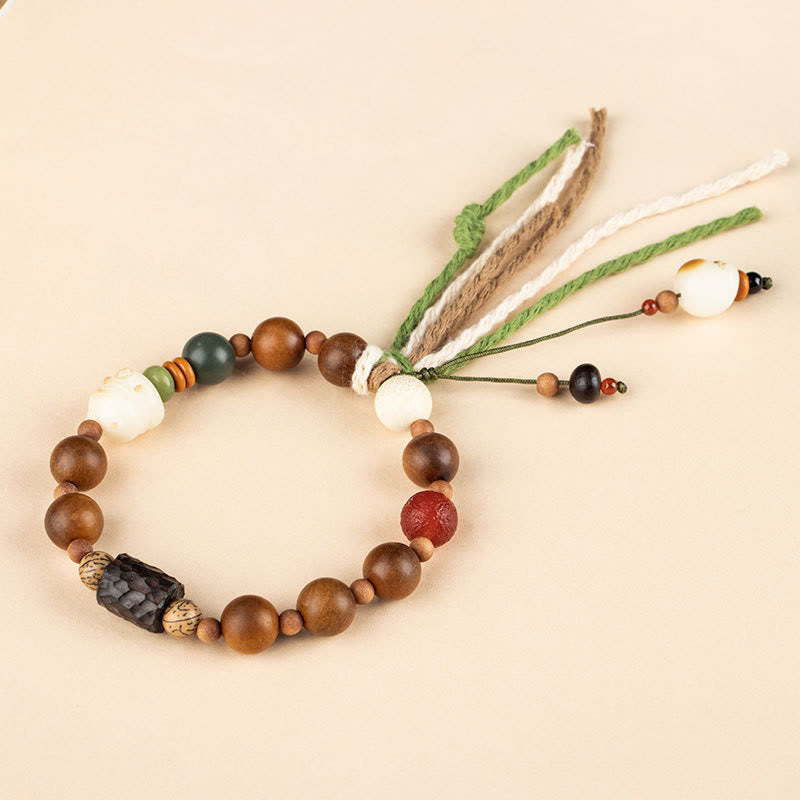 Buddha Stones Lightning Strike Wood Bodhi Seed Cat Paw Claw Auspiciousness Protection Tassel Bracelet