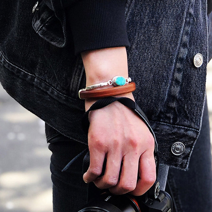 Buddha Stones 925 Sterling Silver Turquoise Balance Protection Handmade Nepal Bracelet Bangle