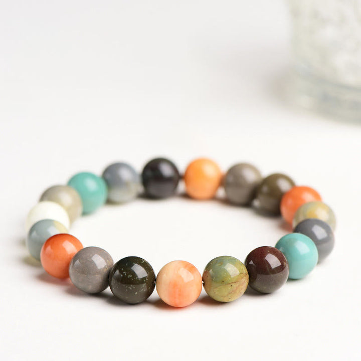 Buddha Stones Natural Colorful Alashan Agate Confidence Bracelet