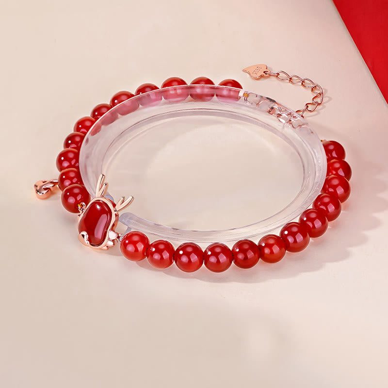 ❗❗❗A Flash Sale- Buddha Stones 925 Sterling Silver Year Of The Dragon Natural Red Agate Attract Fortune Dragon Luck Chain Bracelet