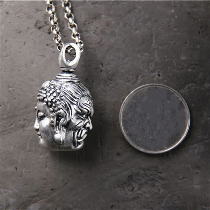 999 Sterling Silver Buddha Demon Serenity Necklace Pendant