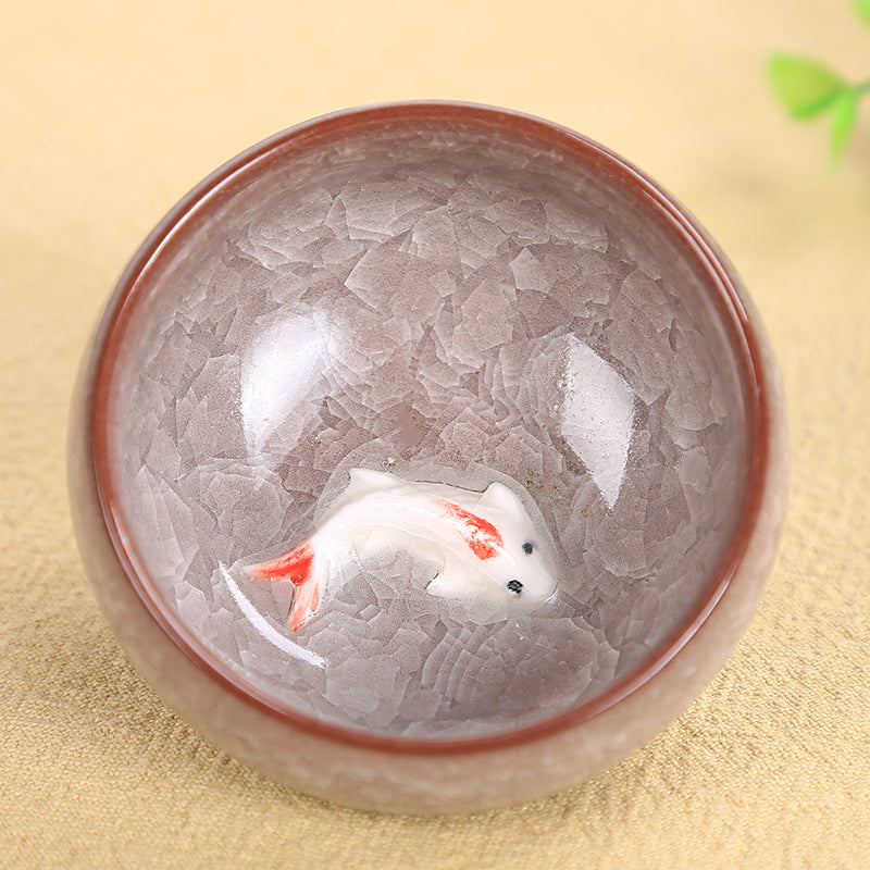 Buddha Stones Cute Koi Fish Ceramic Teacup Kung Fu Tea Cup Bowl 45ml