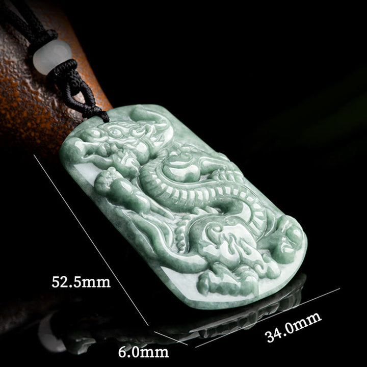 Buddha Stones Year of the Dragon Chinese Zodiac Dragon Jade Success Amulet Necklace Pendant