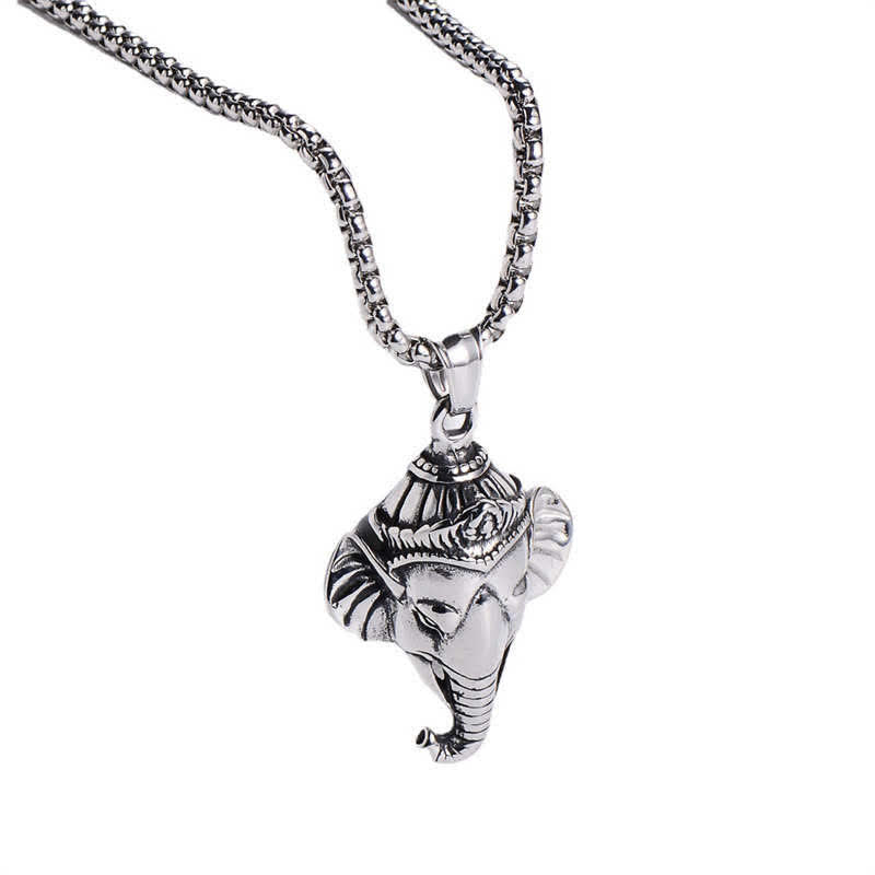 Ganesh Ganpati Elephant Titanium Steel Protection Pendant Necklace