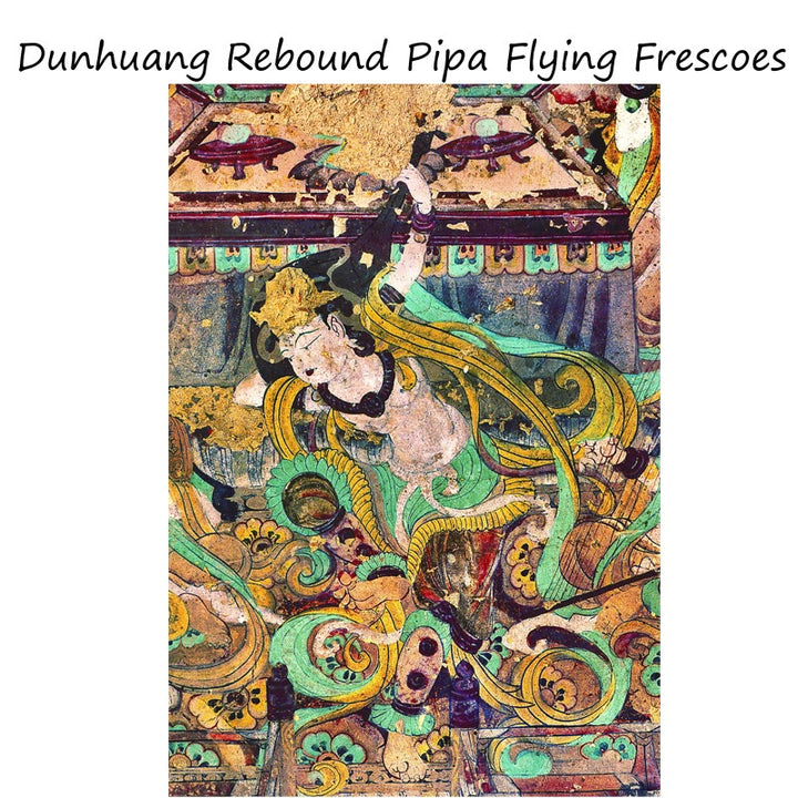 Buddha Stones Dunhuang Rebound Pipa Flying Frescoes 100% Mulberry Silk Scarf Premium Grade 6A Dunhuang Shawl