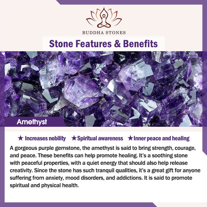 Natural Amethyst Crystal Relieves Stress Bracelet