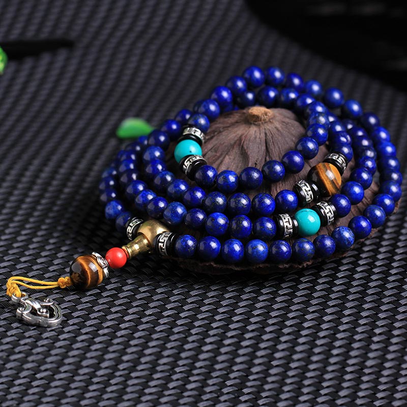 Buddha Stones 108 Beads Lazurite Positive Bracelet Mala