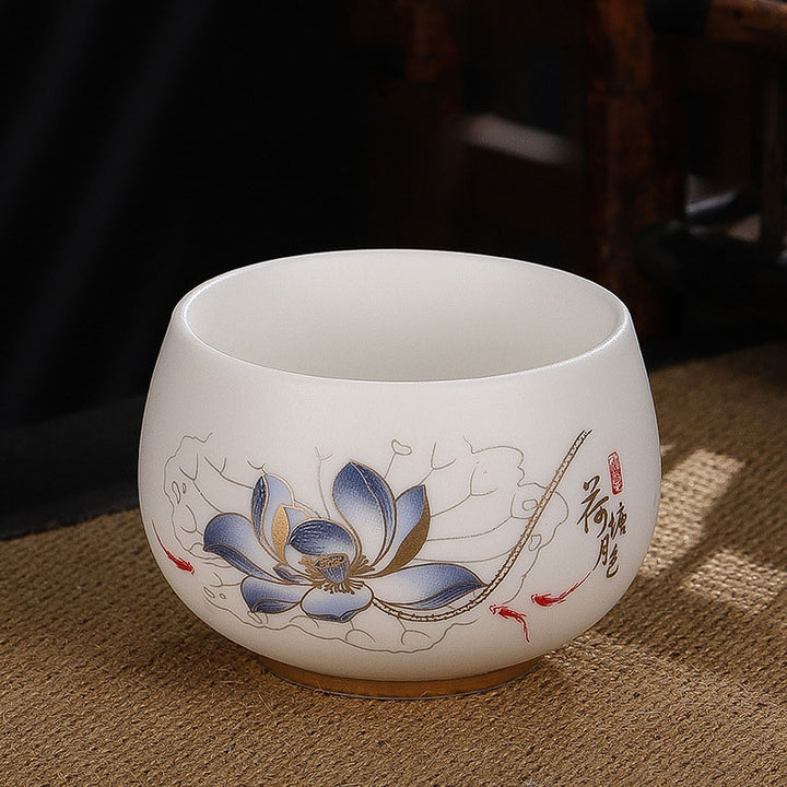 Buddha Stones Dragon Cicada Bamboo Deer Crane Lotus Plum Flower Ceramic Teacup Kung Fu Tea Cup Bowl 185ml