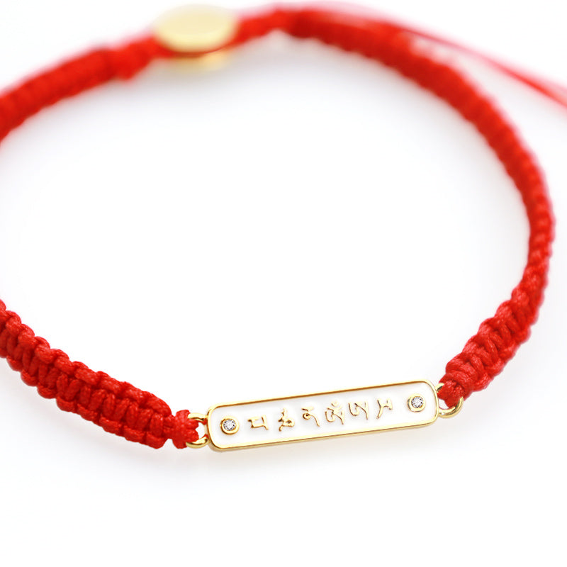 Tibetan Handmade Om Mani Padme Hum Peace Red String Bracelet