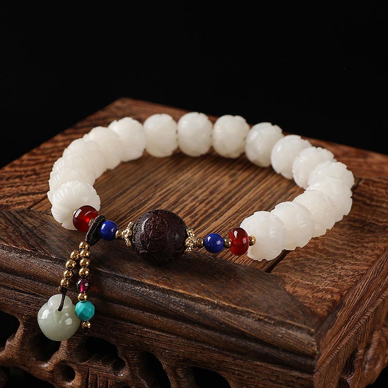 Bodhi Seed Jade Lotus Charm Peace Bracelet