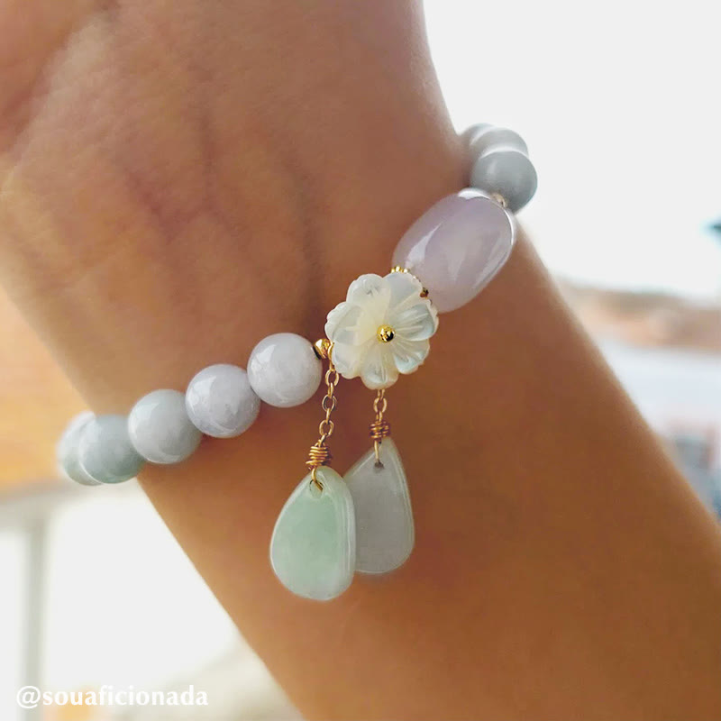 Buddha Stones Natural White Jade Luck Bracelet