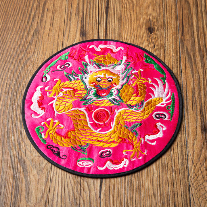 Buddha Stones Dragon Embroidery Cup Mat Pad Tea Cup Coaster Kung Fu Tea Mat