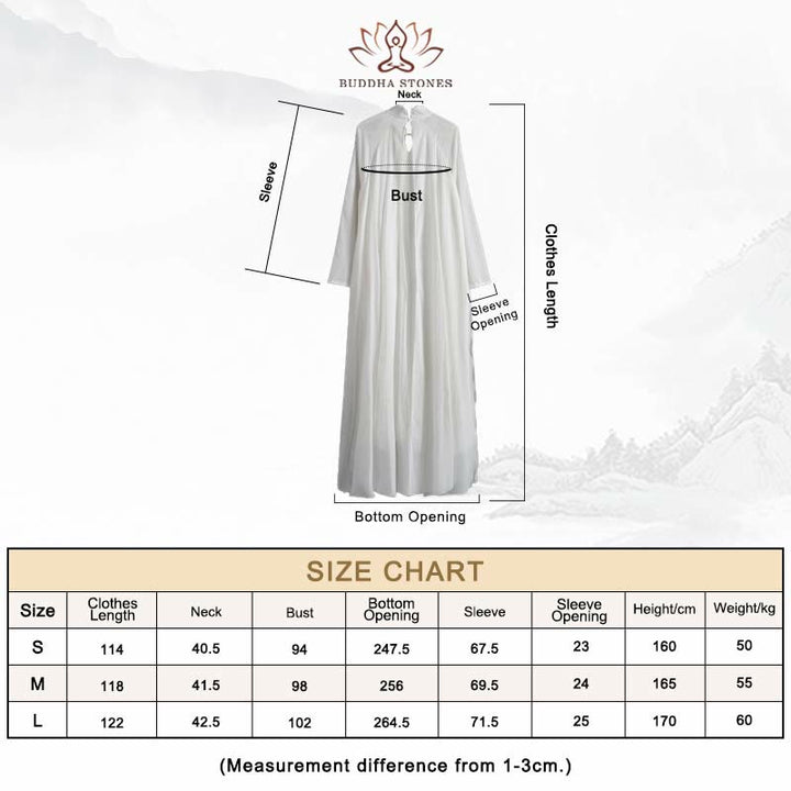 Simple Design Meditation Spiritual Long Dress Zen Practice Yoga Clothing Women's White Gown