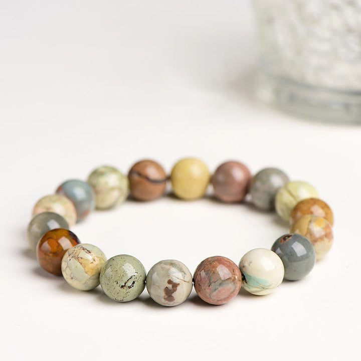 Buddha Stones Natural Colorful Alashan Agate Confidence Bracelet