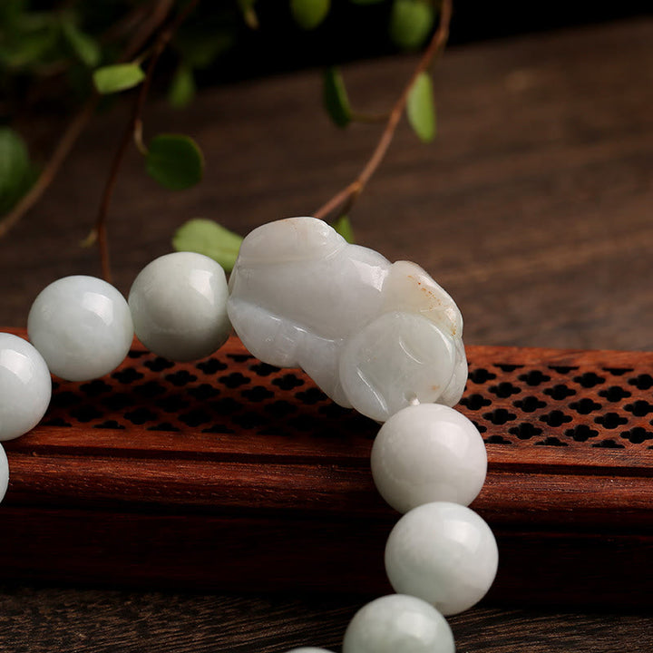 Buddha Stones Fengshui Wealth Prosperity Jade PiXiu Luck Bracelet